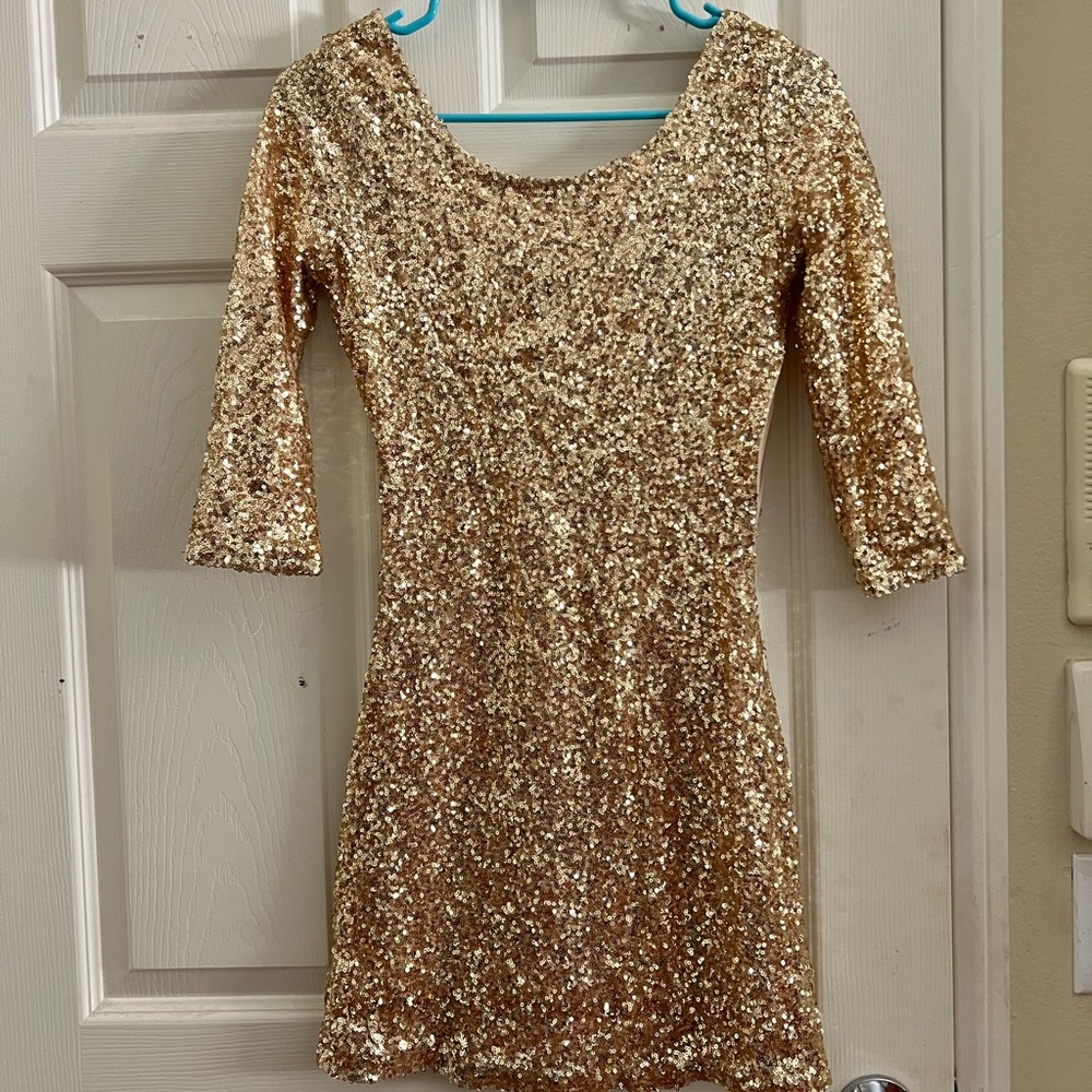 Gold sequin bodycon mini dress